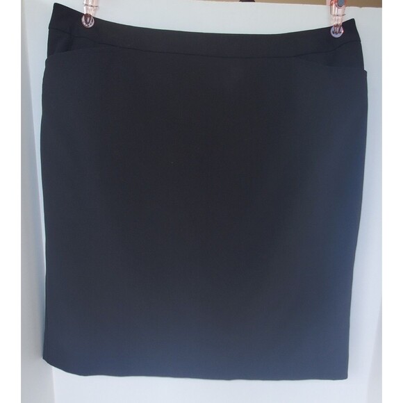 Womens Black Pencil Skirt Josephine Essentials Size 14 Knee Length Back Slit NWT - Picture 1 of 12